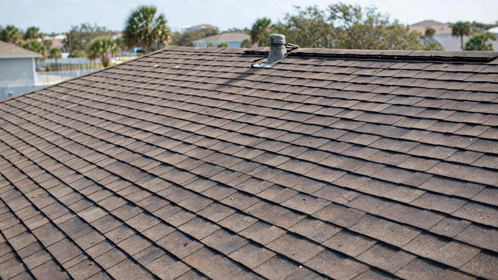 Same roof section with new matching shingles